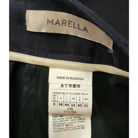 Marella Elisir High Rise Button Trousers Navy Blue Size 8 - Picture 6 of 6